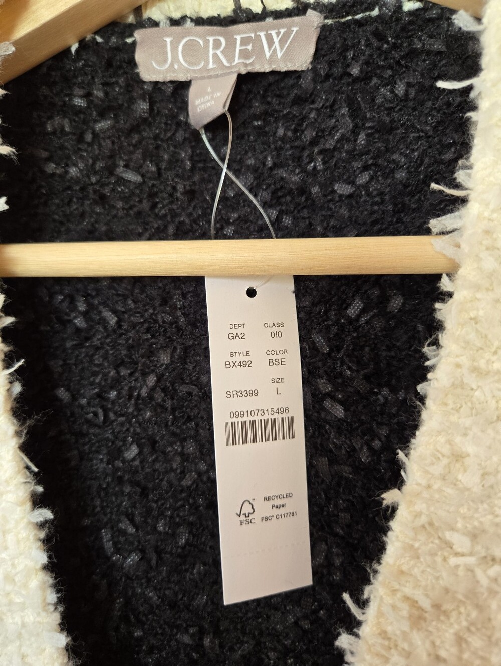 NWT J CREW Longer sweater lady jacket in textured contrast yarn, Gold Buttons, L - Picture 5 of 8